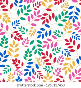 Seamless pattern with branches on a white background, in the style of a botanical sketch. Texture for fabric, wrapping paper.