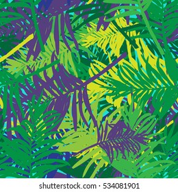 Seamless pattern of the branches of palm trees.