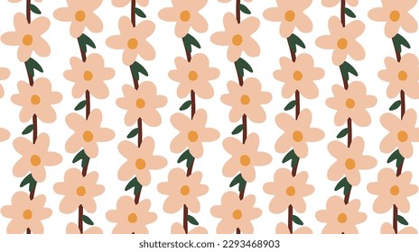 Seamless pattern of branches with peach flowers. Vector illustration of blossom.