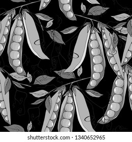 seamless pattern with branches of peas