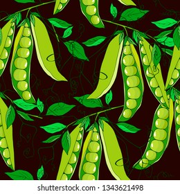 seamless pattern with branches of peas