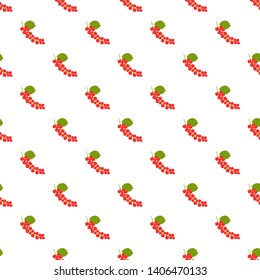 Seamless pattern. Branches with red berries on white background. Red currant. For your design and decoration of fabric, paper and wallpaper.