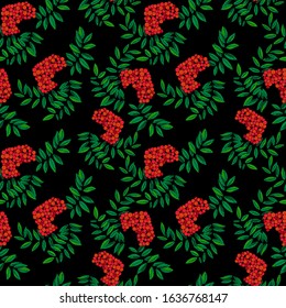 seamless pattern with branches of rowan, ornament for wallpaper, wrapping paper, background for different design