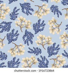 Seamless pattern with branches. Textile vector print