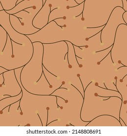 Seamless pattern with branches. Vector ornate background for fabric, paper, decor elements.