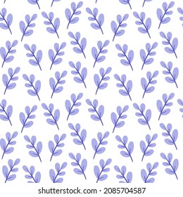 seamless pattern with branches with violet leaves. cute vector cartoon background.
