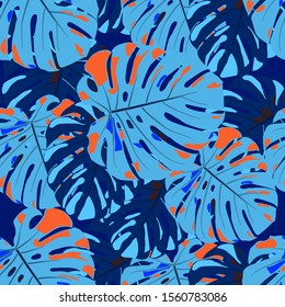 Seamless Pattern with Brasilian Jungle. Modern Colorful Texture with Tropical Leaves for Dress, Curtain, Cloth. Vector Tropical Pattern.