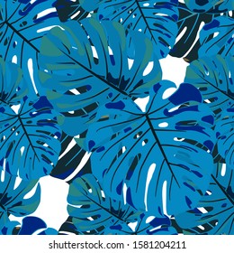 Seamless Pattern with Brasilian Jungle. Retro Colorful Texture with Tropical Leaves for Paper, Swimwear, Cloth. Vector Tropical Pattern.