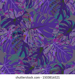 Seamless Pattern with Brasilian Rainforest. Modern Colorful Texture with Tropical Leaves for Print, Textile, Underwear. Vector Tropical Pattern.