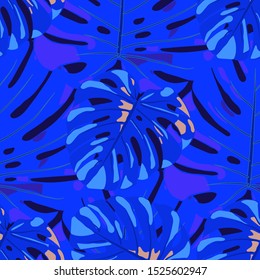 Seamless Pattern with Brasilian Rainforest. Modern Colorful Texture with Tropical Leaves for Dress, Swimwear, Cloth. Vector Tropical Pattern.