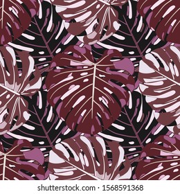 Seamless Pattern with Brasilian Rainforest. Modern Colorful Texture with Tropical Leaves for Wallpaper, Swimwear, Underwear. Vector Tropical Pattern.