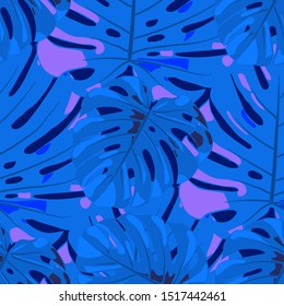 Seamless Pattern with Brasilian Rainforest. Retro Colorful Texture with Tropical Leaves for Paper, Swimwear, Textile. Vector Tropical Pattern.