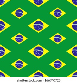 Seamless pattern with Brazil flags. Vector illustration