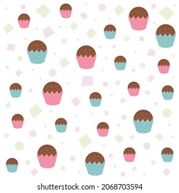 Seamless pattern of a brazilian dessert called Brigadeiro, a sweet food made from chocolate, tradicional for children's birthdays in Brazil. Cute vector illustration.