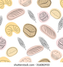 Seamless pattern with bread.