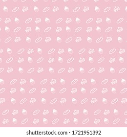 seamless pattern of bread and bakery products. Baked goods background. Can be used on packaging paper,  fabric, background for different images, etc