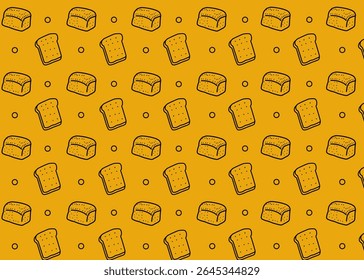 Ícone de pão de padrão contínuo com fundo dourado. Empresas do setor alimentar