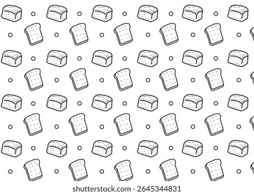 Ícone de pão de padrão contínuo com fundo branco. Empresas do setor alimentar