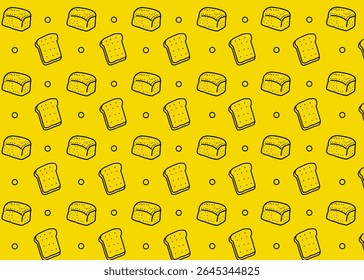 Ícone de pão de padrão contínuo com fundo amarelo. Empresas do setor alimentar