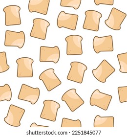 Seamless pattern with bread on a white background