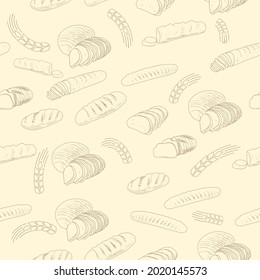 Seamless pattern of bread products.