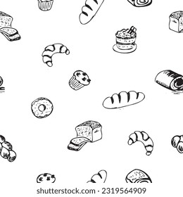 seamless pattern of bread products