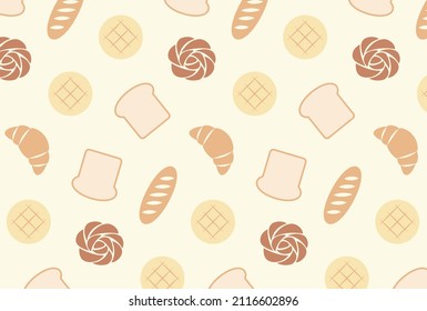 seamless pattern with breads and pastries for banners, cards, flyers, social media wallpapers, etc.