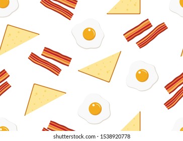 Seamless pattern of breakfast menu set on white background - vector illustration 