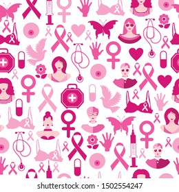 Seamless pattern of breast cancer for october awareness month.