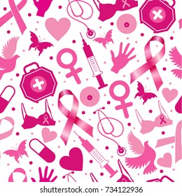 Seamless pattern of breast cancer for october awareness month.