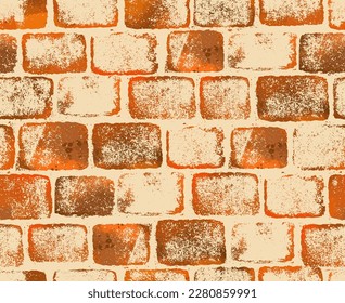 Seamless pattern brick orange wall. Vector illustration