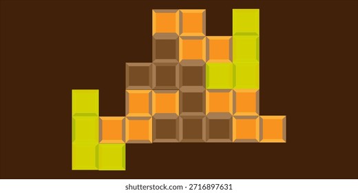 Fondo de juego de piezas de ladrillo sin patrón. Video Viejo juego de Plantilla cuadrada. Ilustración vectorial.
