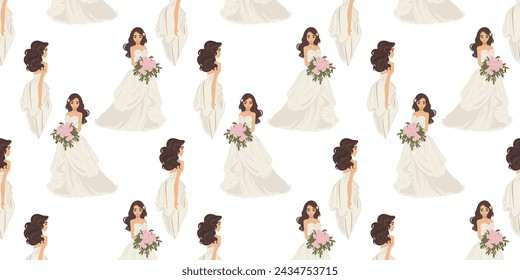 Seamless pattern with bride, vector illustration