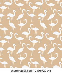 seamless pattern with brids on white flamingos for vector