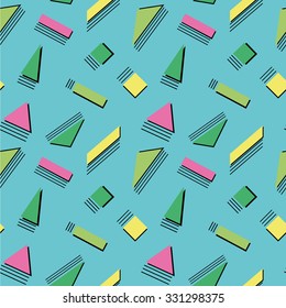Seamless pattern in bright 80s style with geometric shapes 2