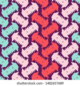 Seamless pattern with bright alternating geometric shapes.