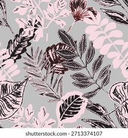 Patrón sin fisuras con hojas brillantes de otoño. Lindo follaje de otoño dibujado a mano. Naturaleza del bosque. Vector botánico diseño textil, Fondo de pantalla, impresión, papel de embalaje.