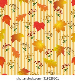 Seamless pattern with bright autumn leaves.