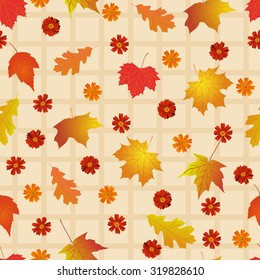 Seamless pattern with bright autumn leaves.