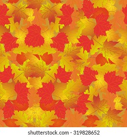 Seamless pattern with bright autumn leaves.