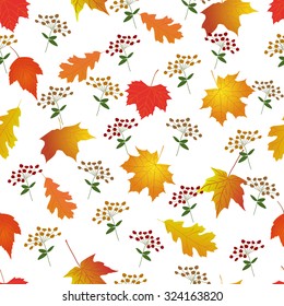 Seamless pattern with bright autumn leaves.