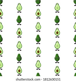 
Seamless pattern with bright avocado with eyes and legs on a white background. Print for bed linen and fabrics, wrapping paper and wallpaper.
Stock vector illustration for decoration and design.