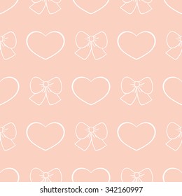 Seamless pattern bright, beautiful, color, heart and bow on a  beautiful background. February 14 Valentine's day