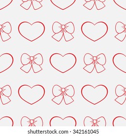 Seamless pattern bright, beautiful, color, heart and bow on a  beautiful background. February 14 Valentine's day