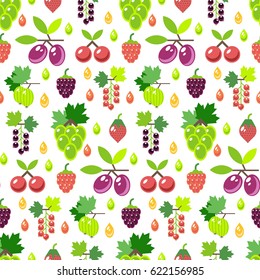 Seamless pattern I bright berries on a white background.  The flat design. Vector illustration.