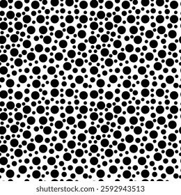 Seamless pattern of bright black polka dots on a bright white background. Vector eps10