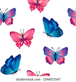 Seamless pattern with bright butterflies. Butterflies design perfect for fabric textile or scrapbooking