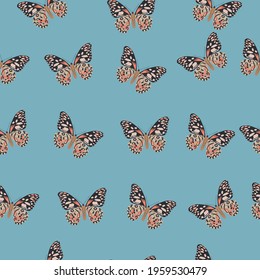Seamless pattern from bright butterflies. Vector illustration 
