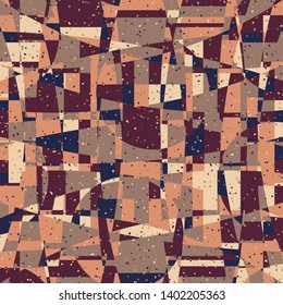 Seamless pattern. Bright camouflage consisting of intersections of arcs and circles. Fashionable coloring. Multicolor background. For stylish clothes.