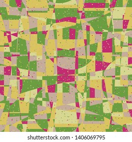 Seamless pattern. Bright camouflage consisting of intersections of arcs and circles. Fashionable coloring. Multicolor background. For stylish clothes.